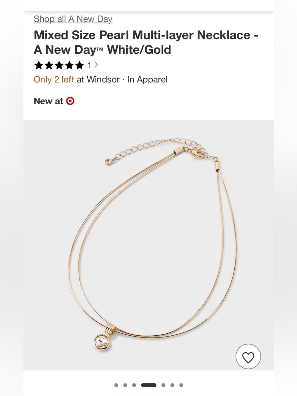 a new day Gold Layered Necklace with White Pearl Charm